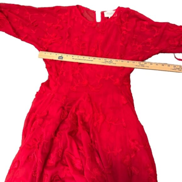 Share Anthropologie Mare Mare Textured Embroidered Mini Dress Red Long Sleeve XS - Picture 8 of 10